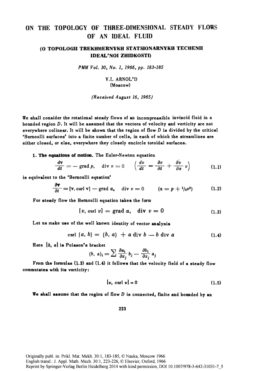 5 On the topology of three-dimensional steady flows of an ideal fluid