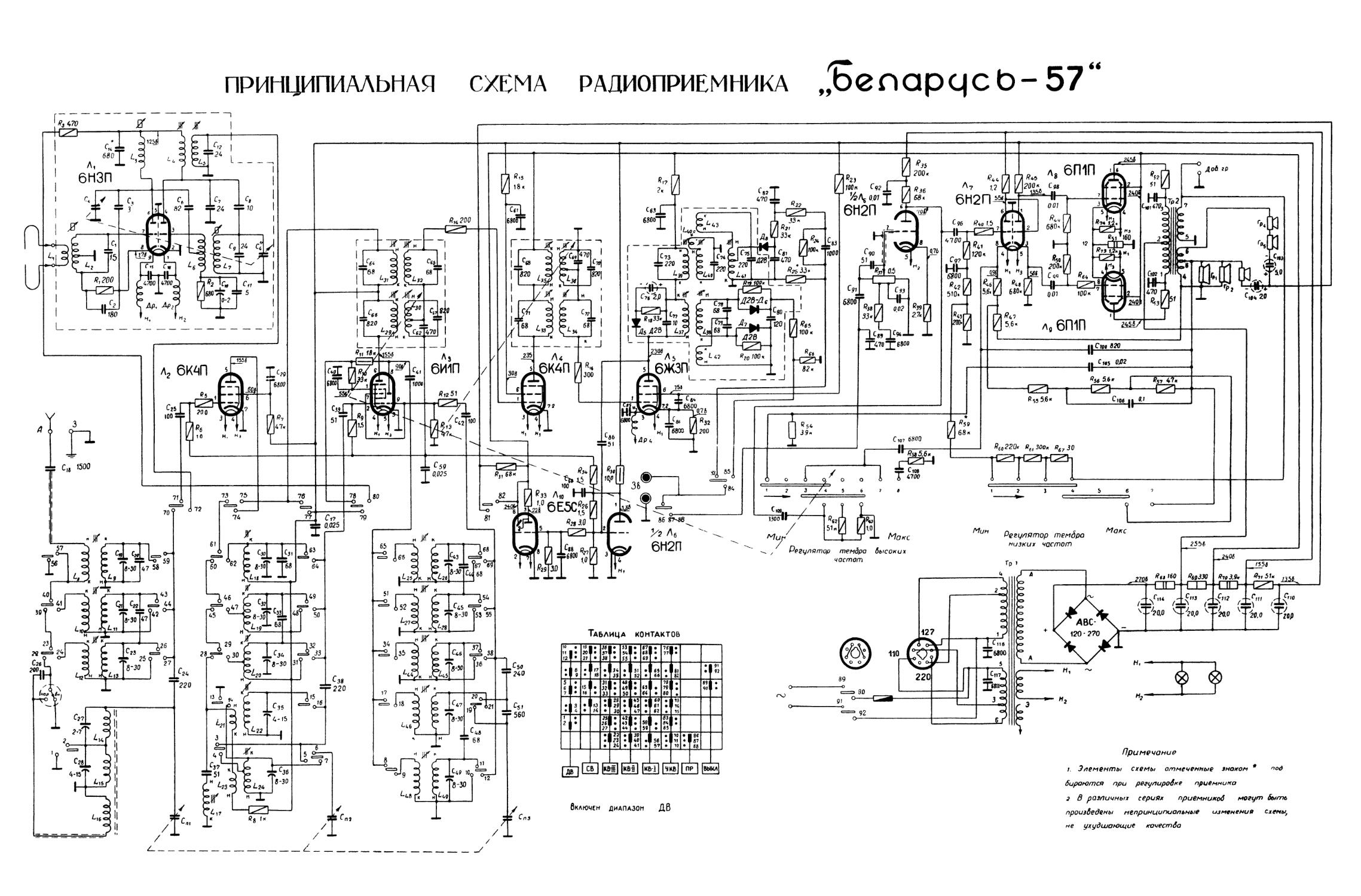 Беларусь 57 радиоприемник схема