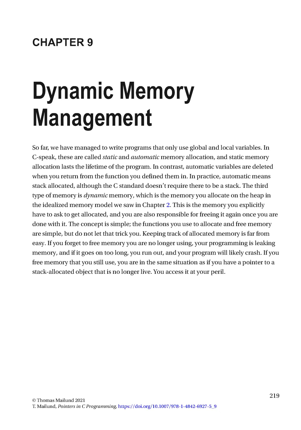 Chapter 9: Dynamic Memory Management