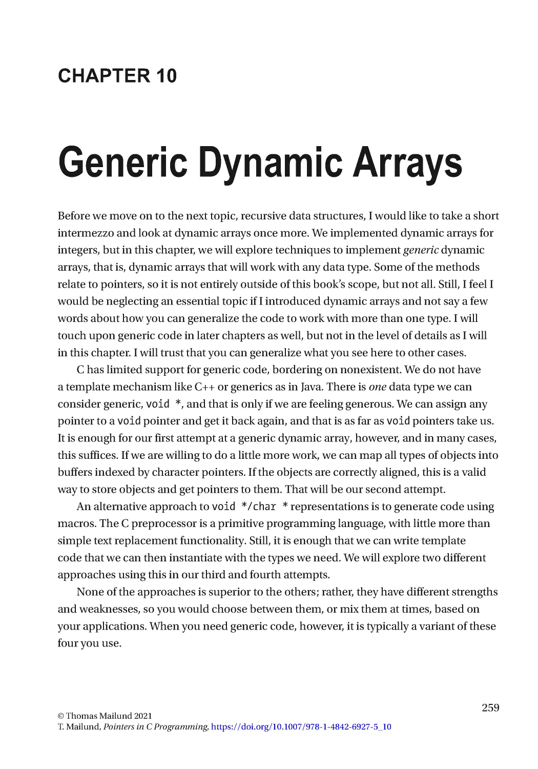 Chapter 10: Generic Dynamic Arrays