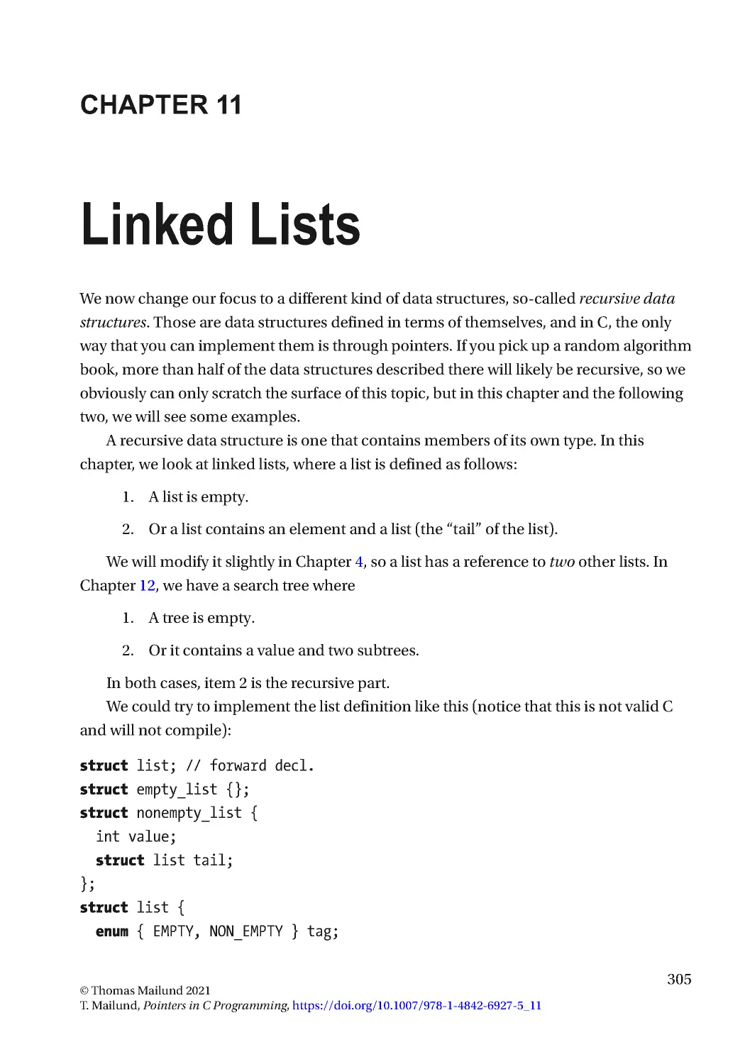 Chapter 11: Linked Lists