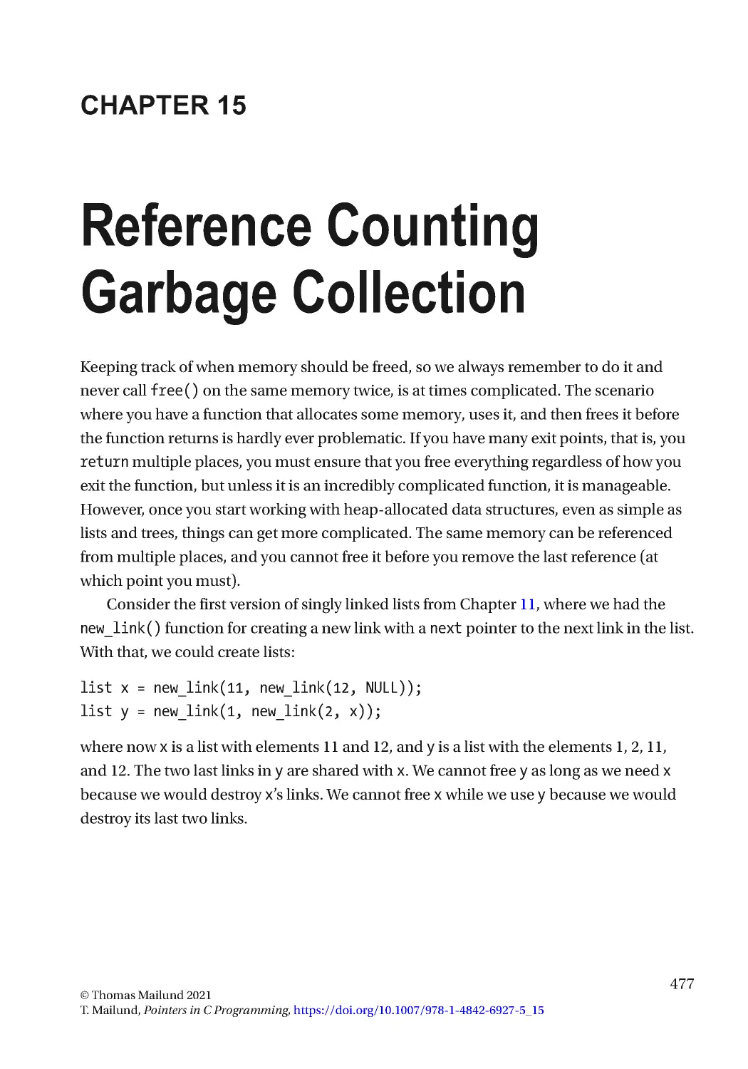 Chapter 15: Reference Counting Garbage Collection