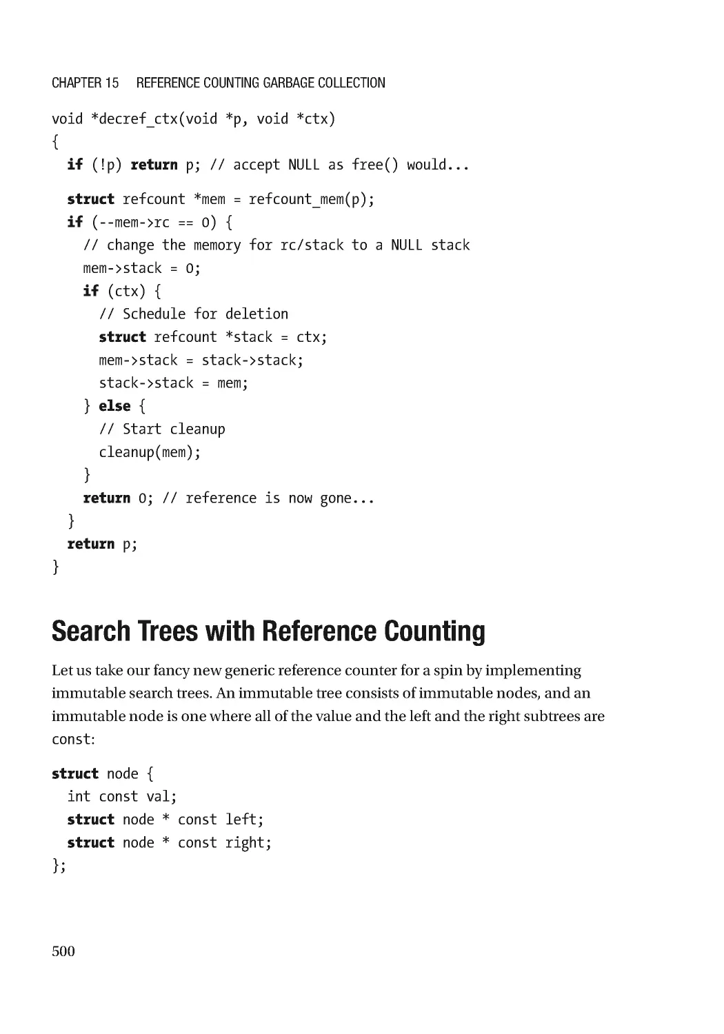 Search Trees with Reference Counting