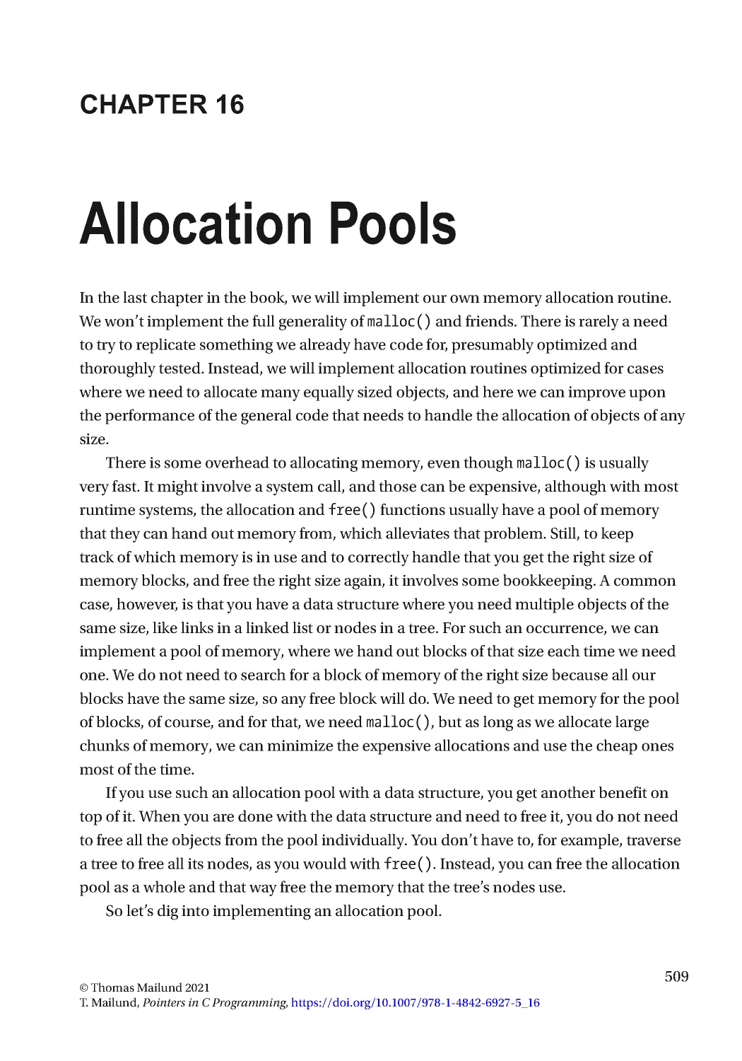 Chapter 16: Allocation Pools