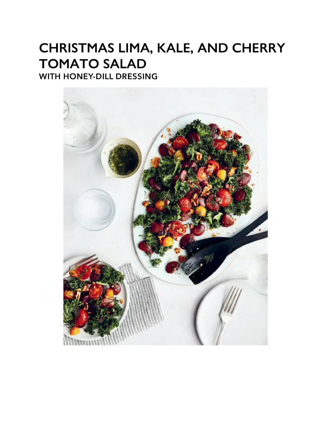 ﻿Christmas Lima, Kale, and Cherry Tomato Salad with Honey-Dill Dressin