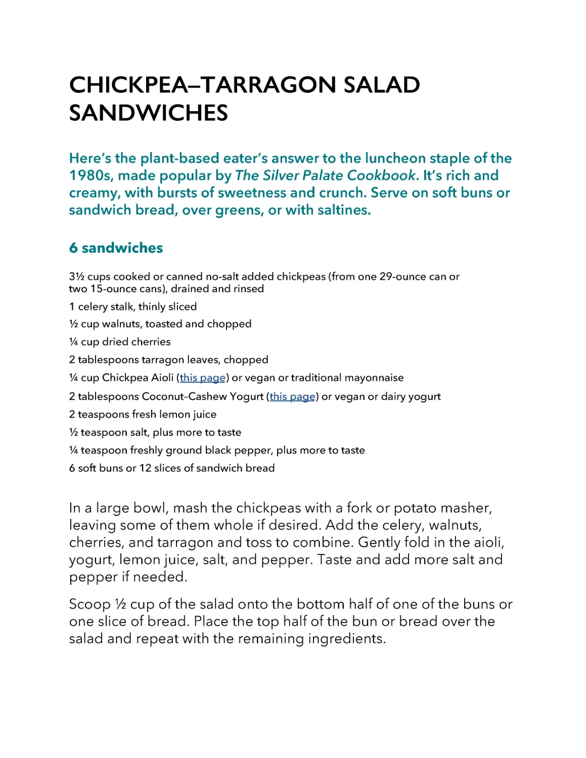 ﻿Chickpea–Tarragon Salad Sandwiche