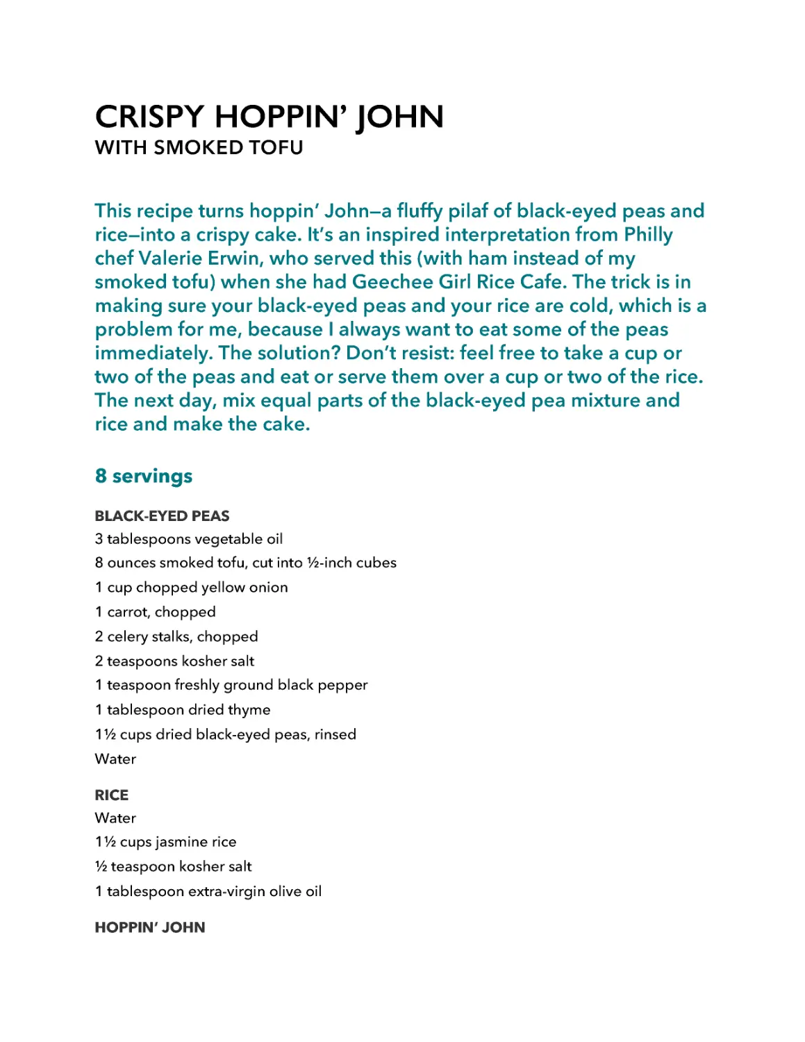 ﻿Crispy Hoppin’ John with Smoked Tof