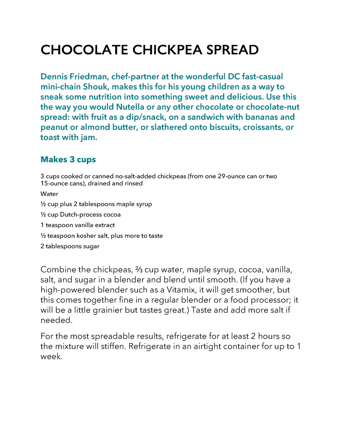 ﻿Chocolate Chickpea Sprea