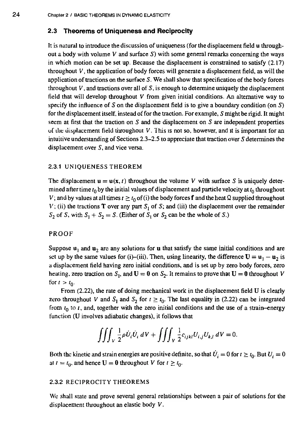2.3 Theorems of Uniqueness and Reciprocity
2.3.2 Reciprocity theorems