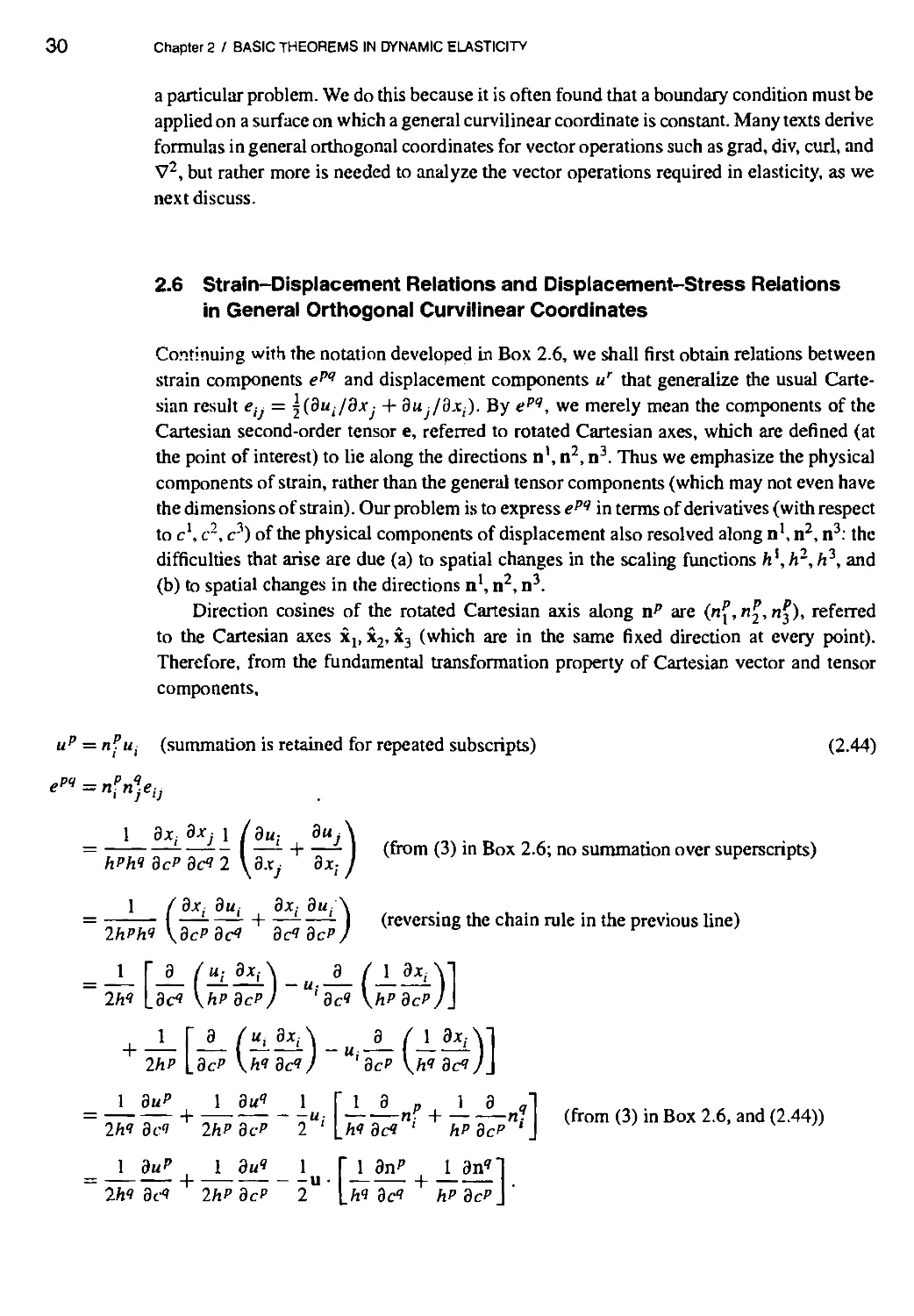 2.6 Strain-Displacement Relations and Displacement-Stress Relations in General Orthogonal Curvilinear Coordinates