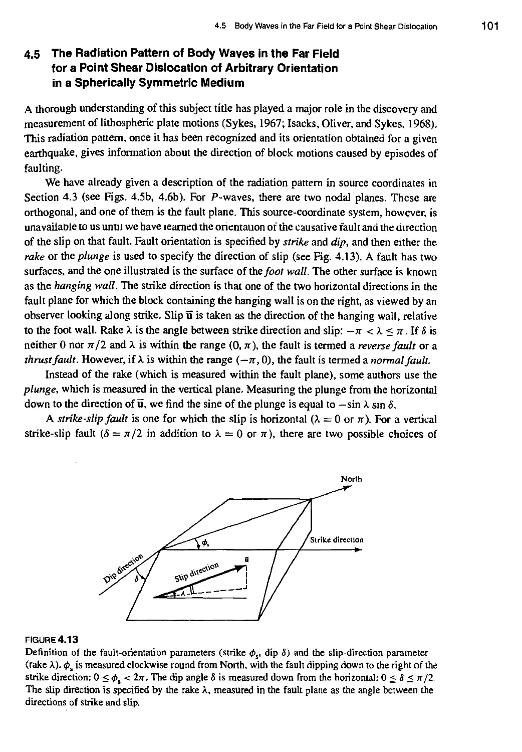 4.5 The Radiation Pattern of Body Waves in the Far Field for a Point Shear Dislocation of Arbitrary Orientation in a Spherically Symmetric Medium