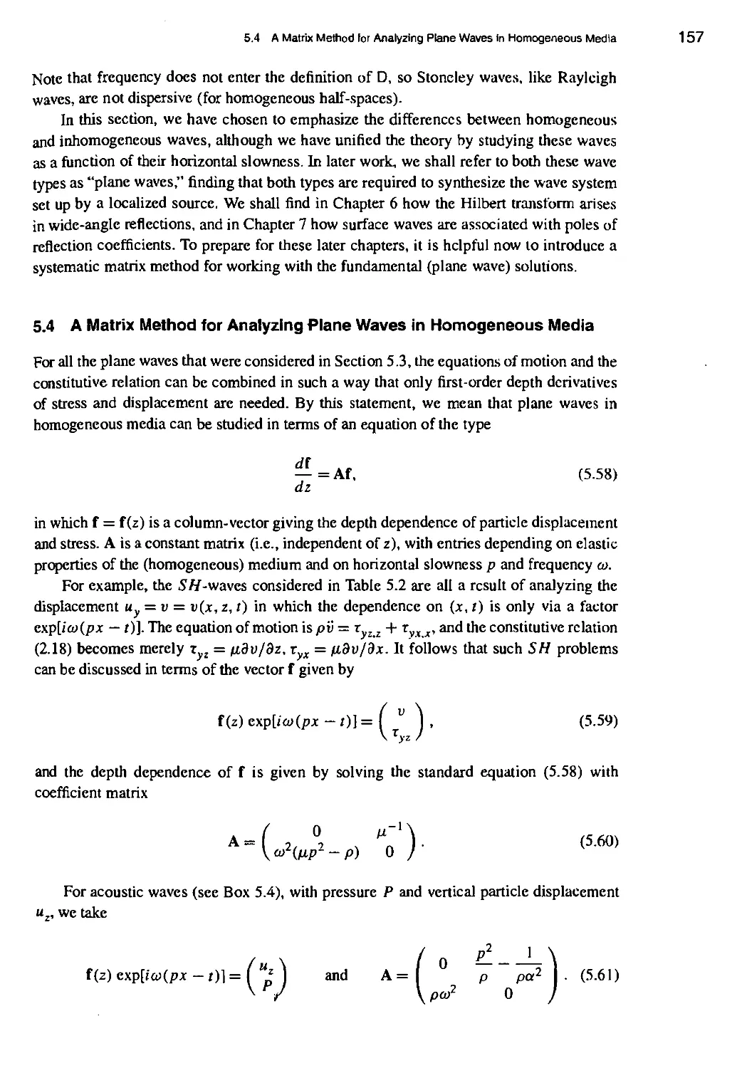 5.4 A Matrix Method for Analyzing Plane Waves in Homogeneous Media