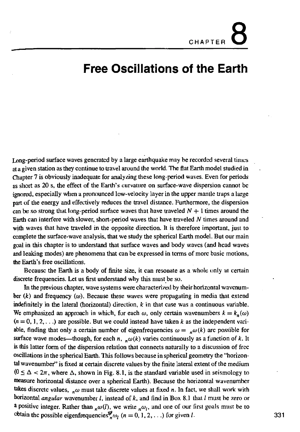 8. FREE OSCILLATIONS OF THE EARTH