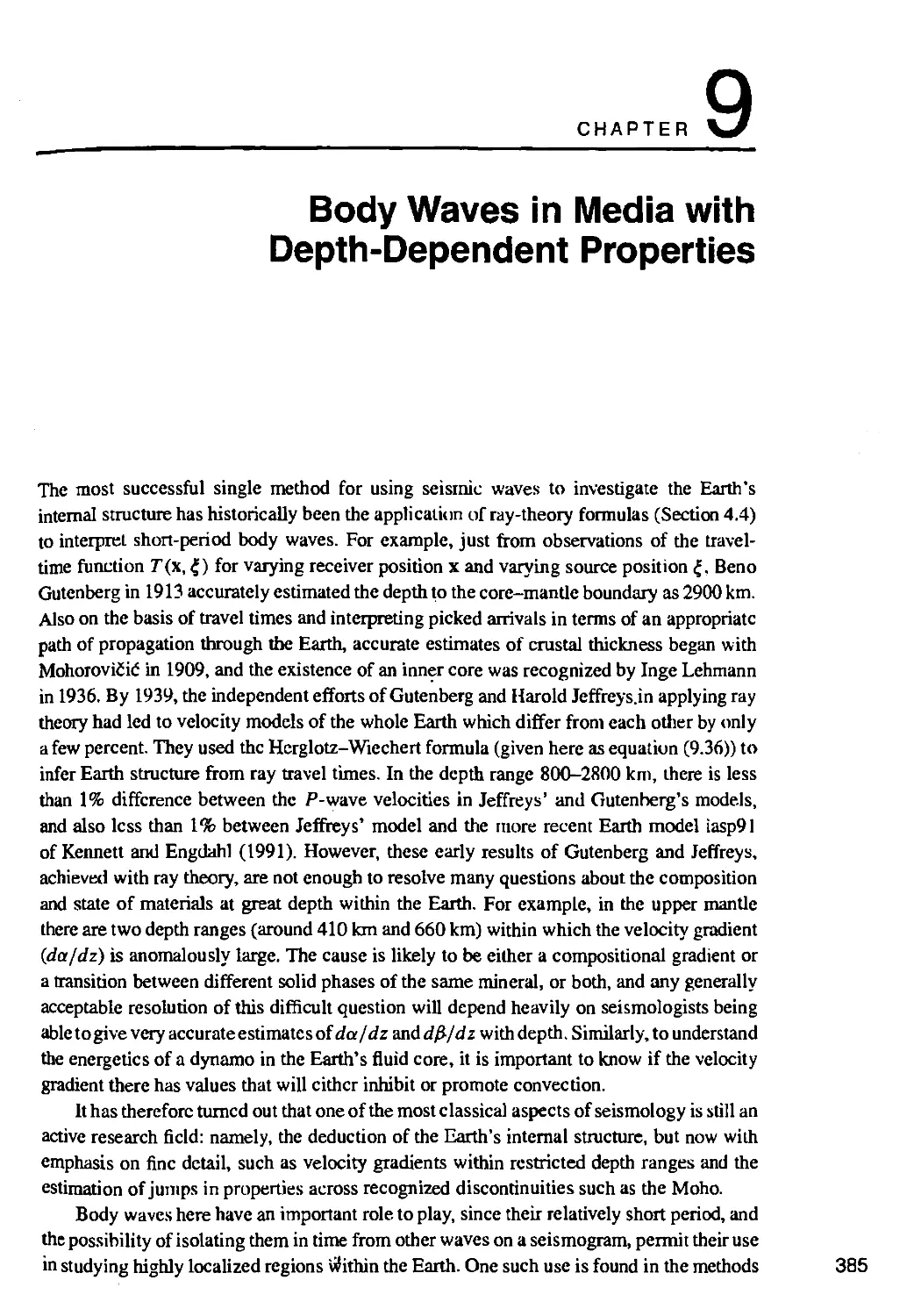 9. BODY WAVES IN MEDIA WITH DEPTH-DEPENDENT PROPERTIES