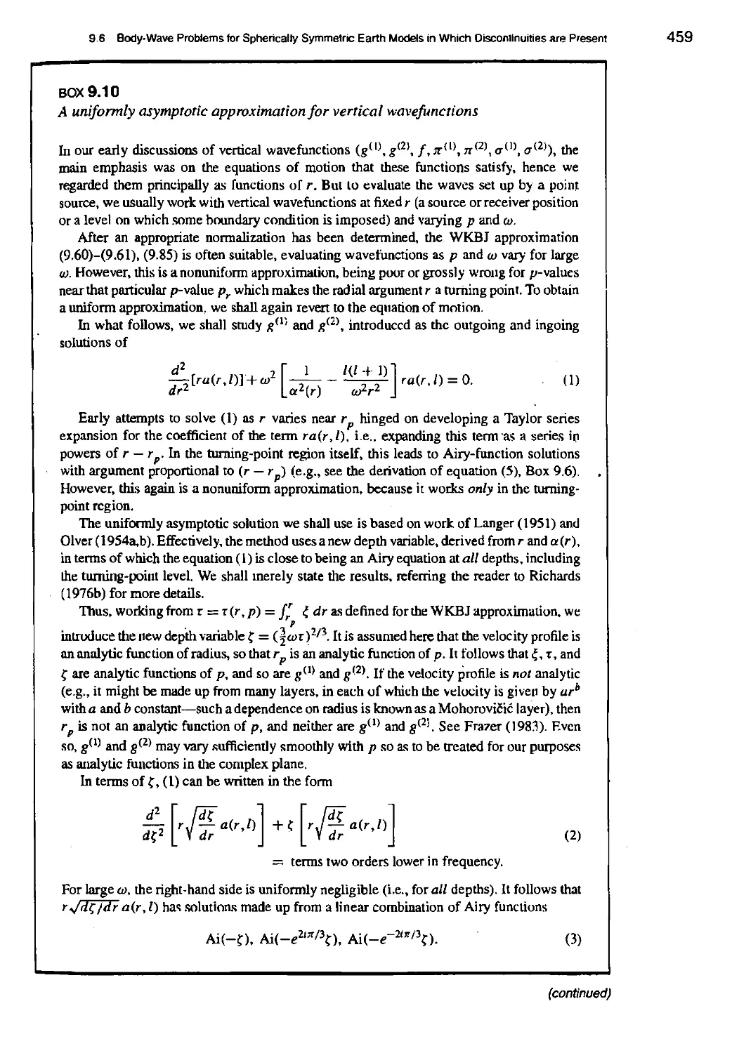 BOX 9.10 A uniformly asymptotic approximation for vertical wavefunctions