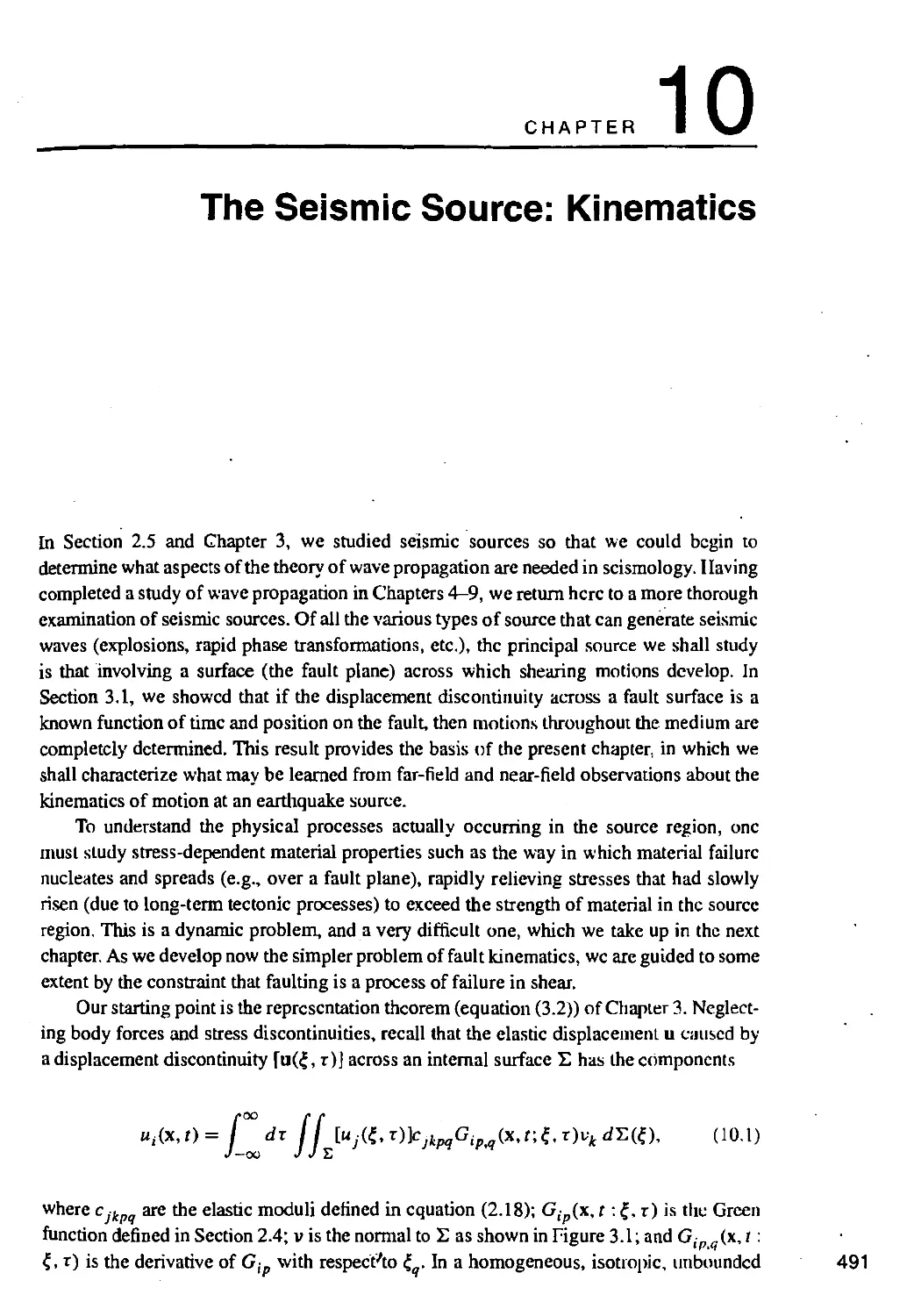 10. THE SEISMIC SOURCE: KINEMATICS