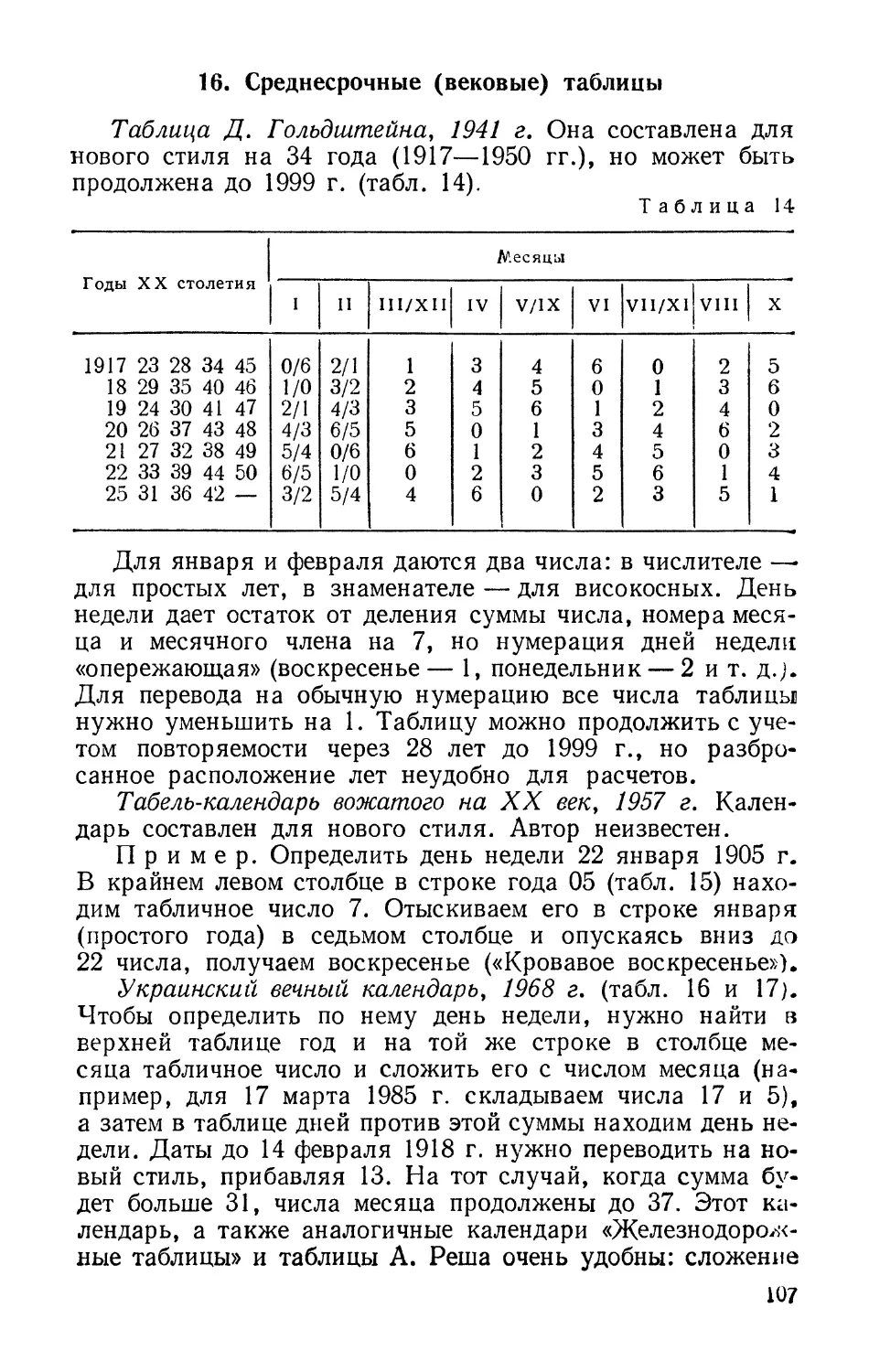 Таблица Д. Гольдштейна, 1941 г.
Табель-календарь вожатого на XX век, 1957 г.
Украинский вечный календарь, 1968 г.