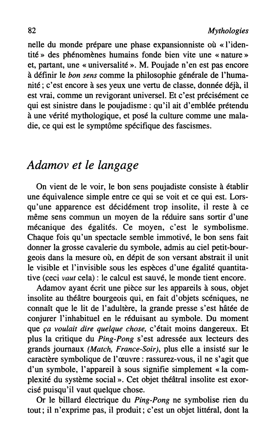 Adamov et le langage