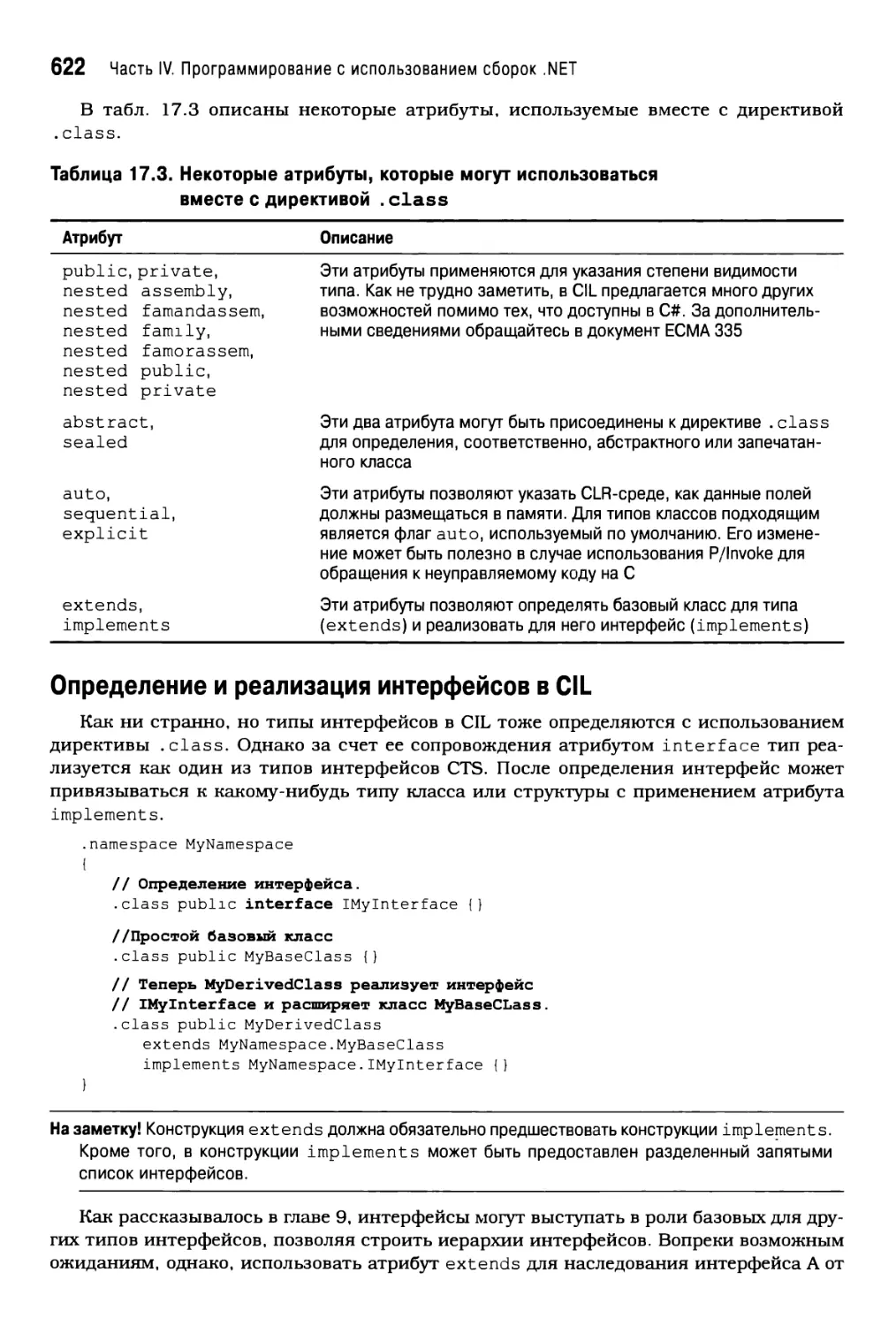 Определение и реализация интерфейсов в CIL