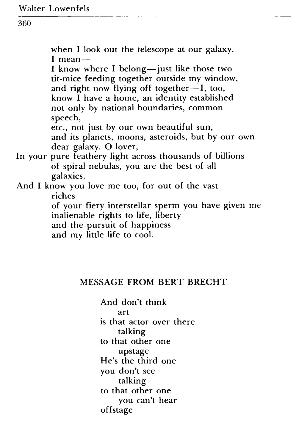 Message from Bert Brecht