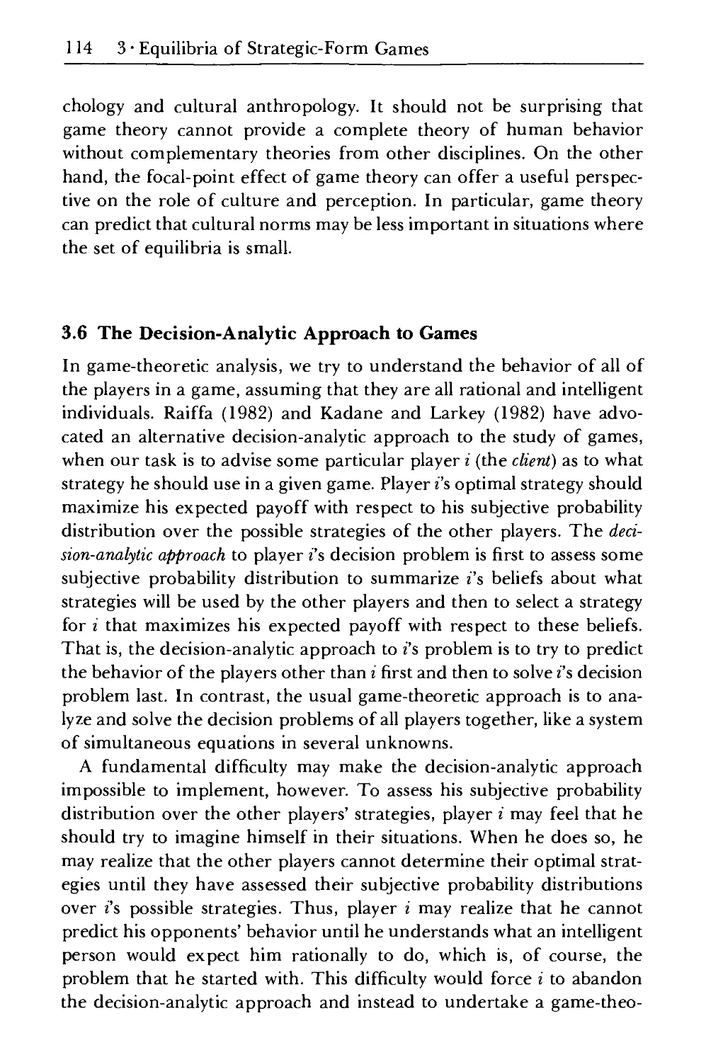 3.6 The Decision-Analytic Approach to Games