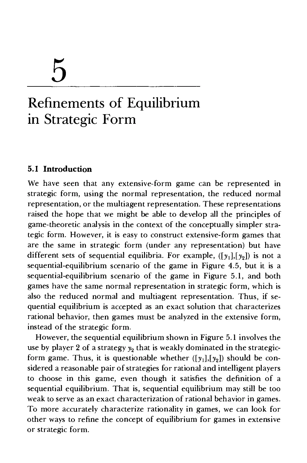 5 Refinements of Equilibrium in Strategic Form