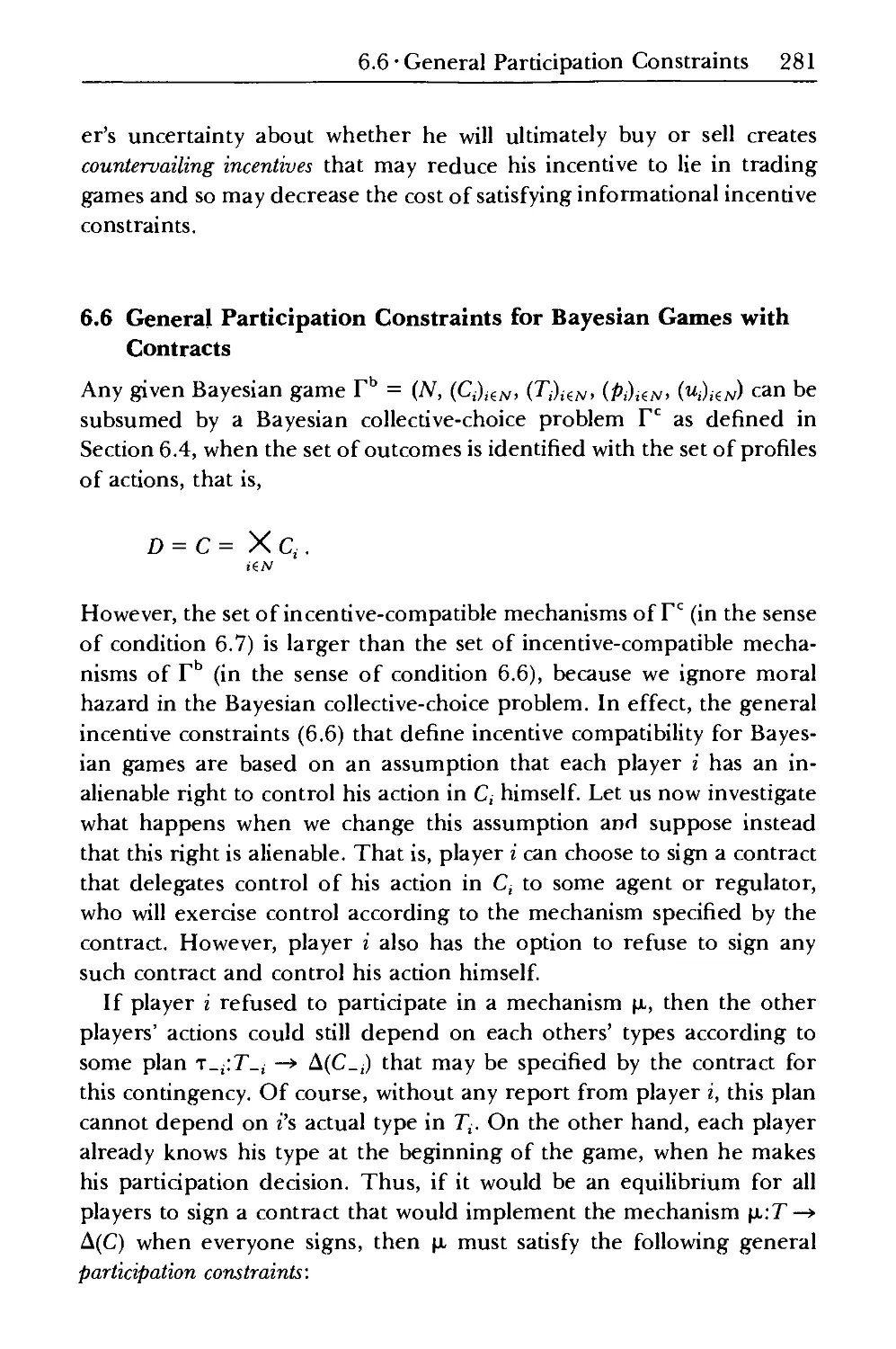 6.6 General Participation Constraints for Bayesian Games with Contracts
