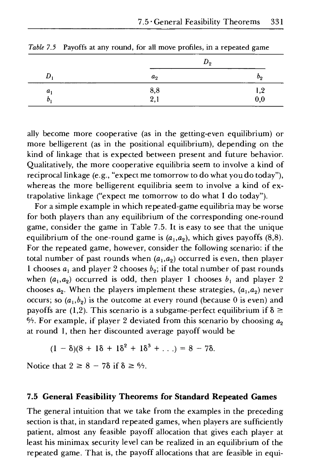 7.5 General Feasibility Theorems for Standard Repeated Games
