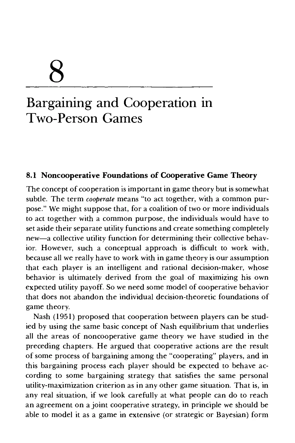 8 Bargaining and Cooperation in Two-Person Games