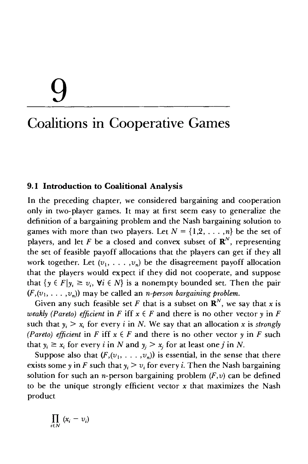 9 Coalitions in Cooperative Games