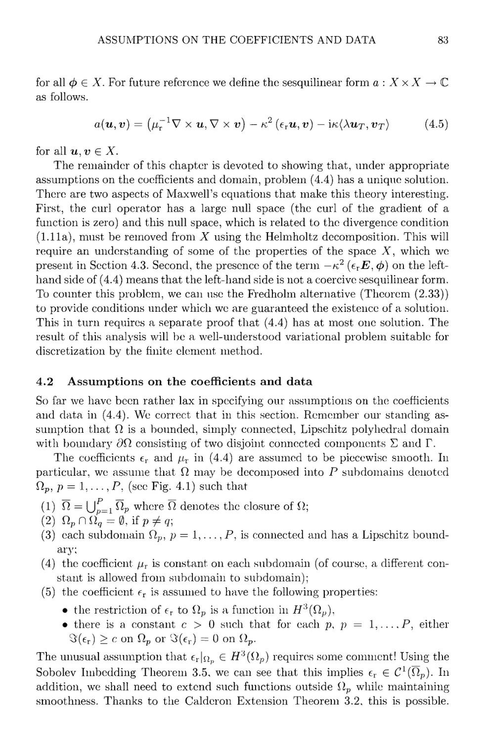 4.2 Assumptions on the coefficients and data