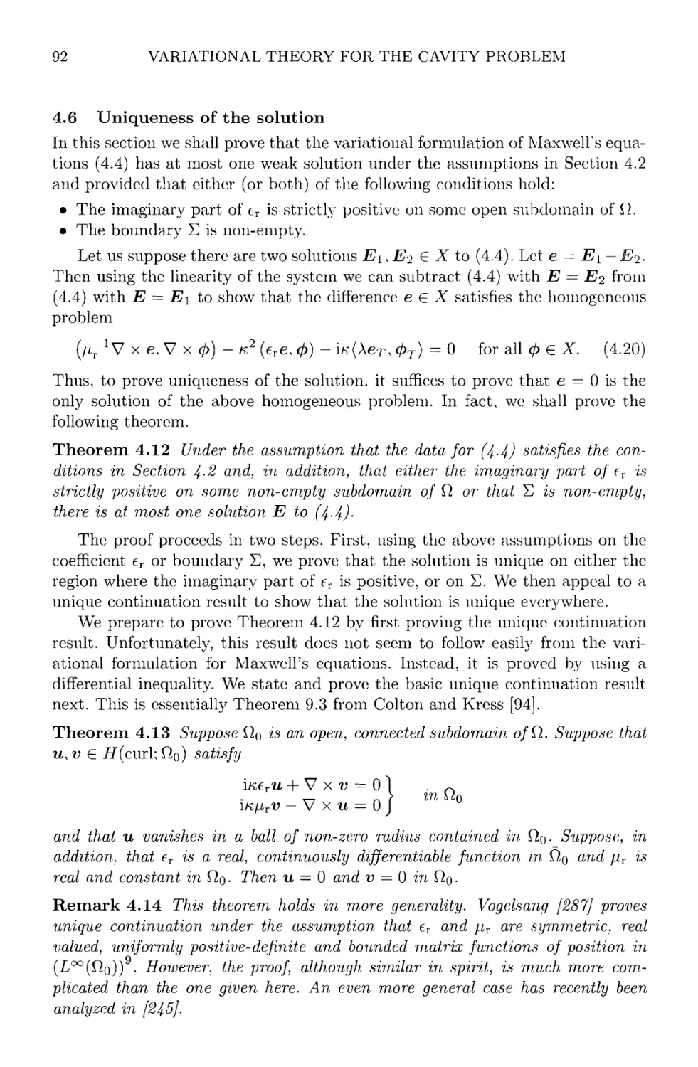 4.6 Uniqueness of the solution