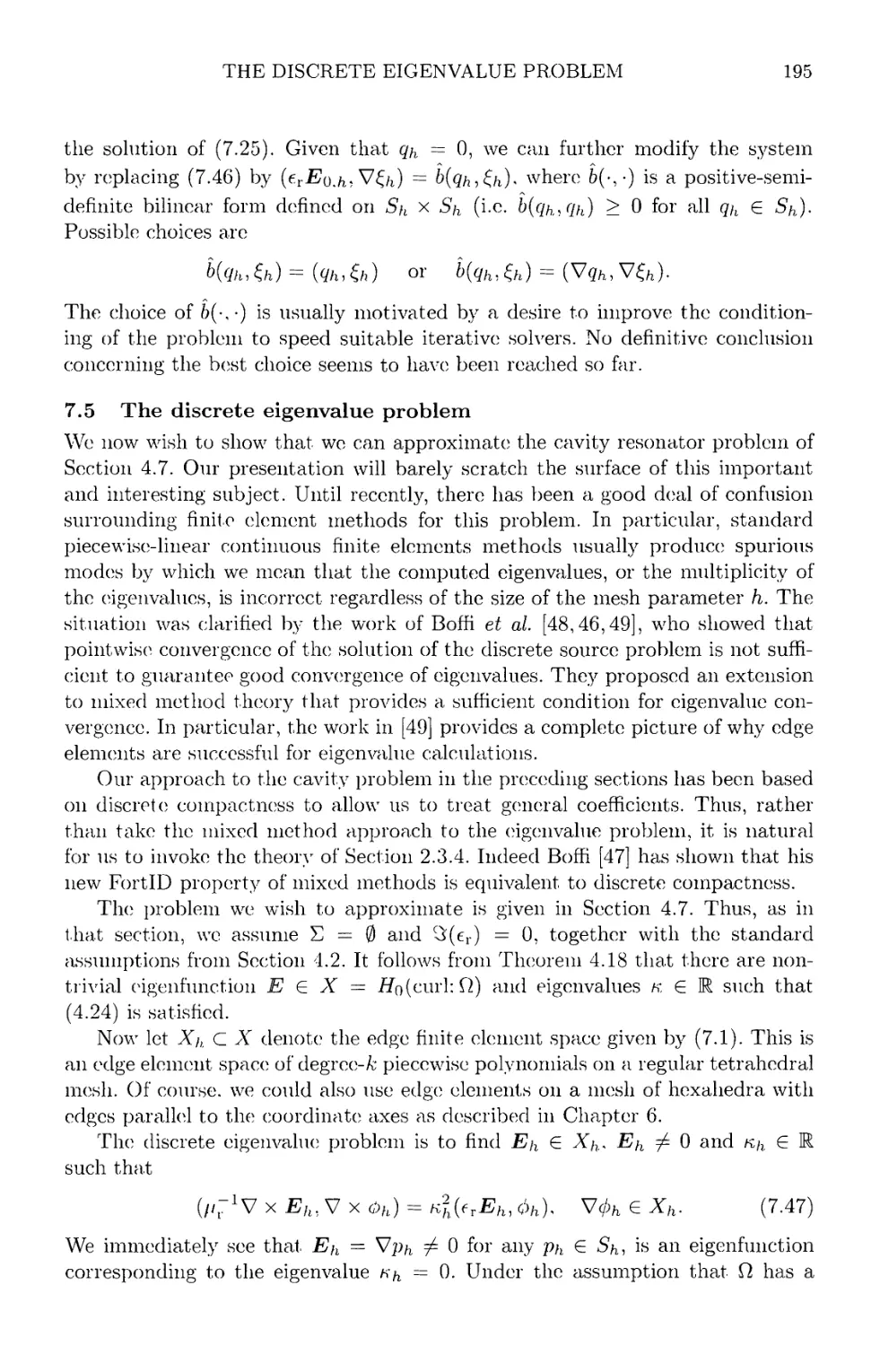 7.5 The discrete eigenvalue problem