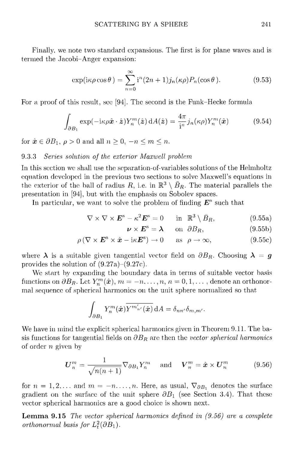 9.3.3 Series solution of the exterior Maxwell problem
