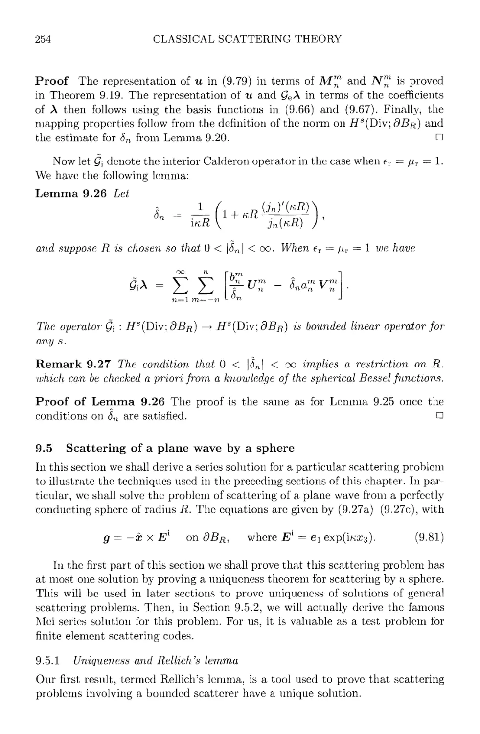 9.5 Scattering of a plane wave by a sphere