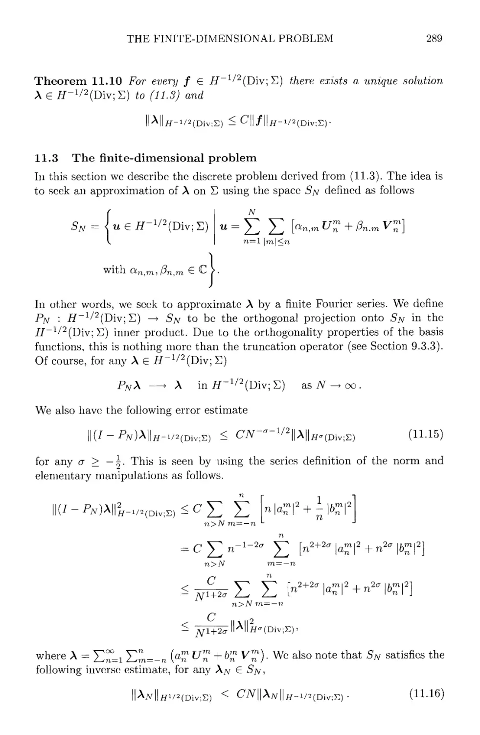 11.3 The finite-dimensional problem