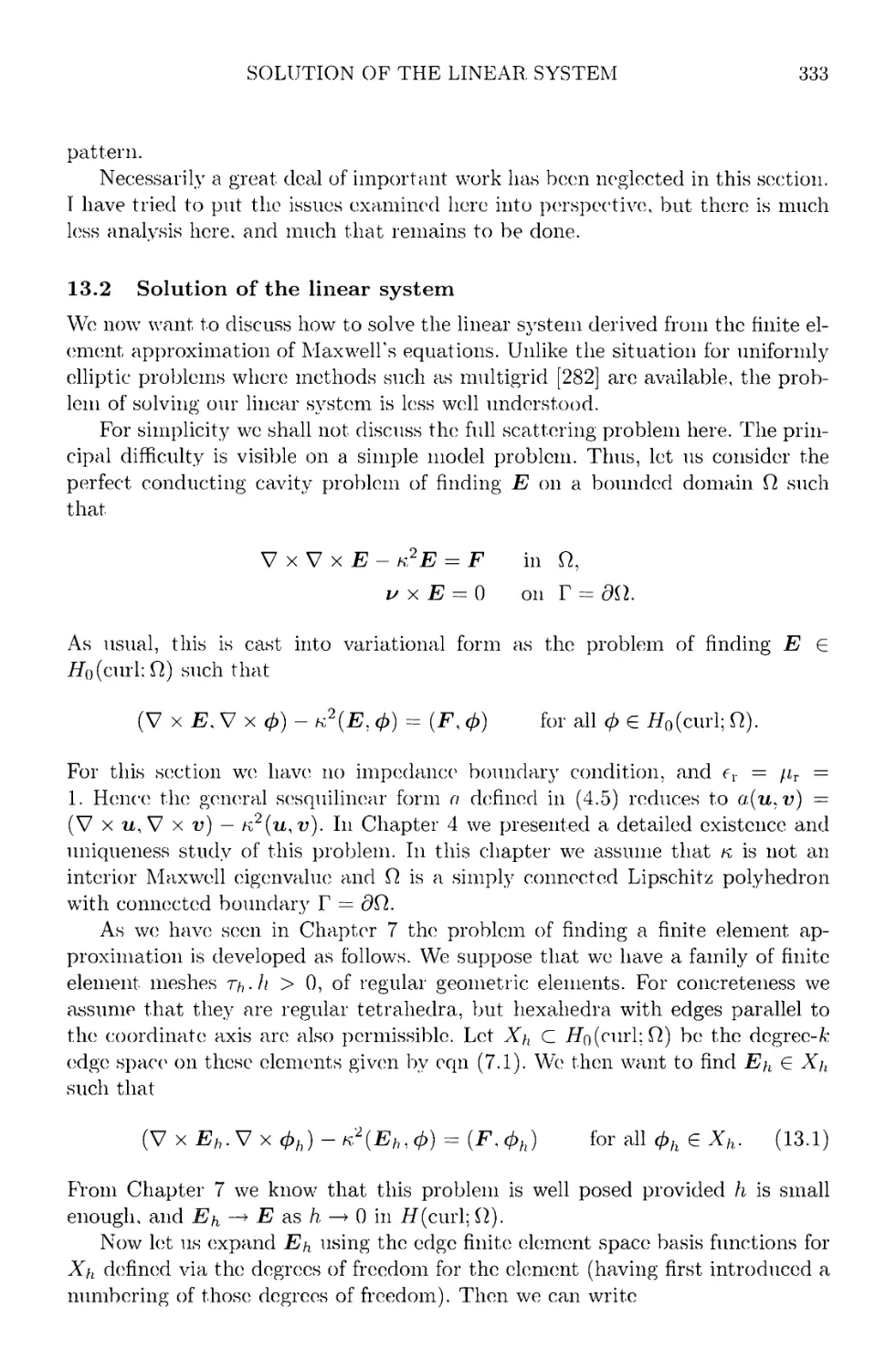 13.2 Solution of the linear system