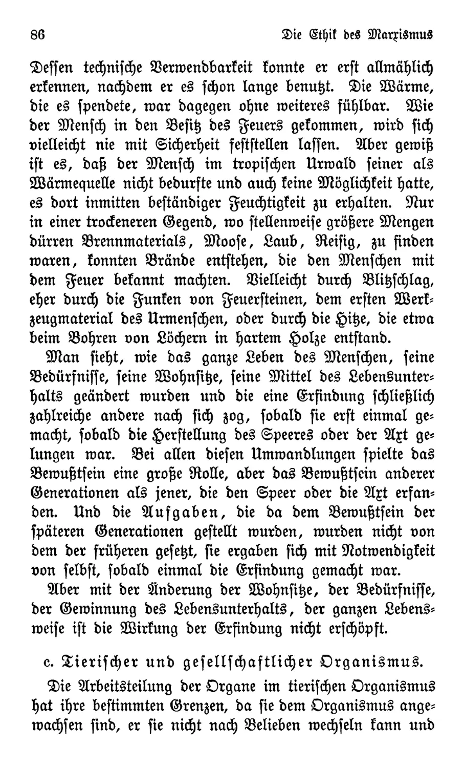 c. Tierischer und gesellschaftlicher Organismus