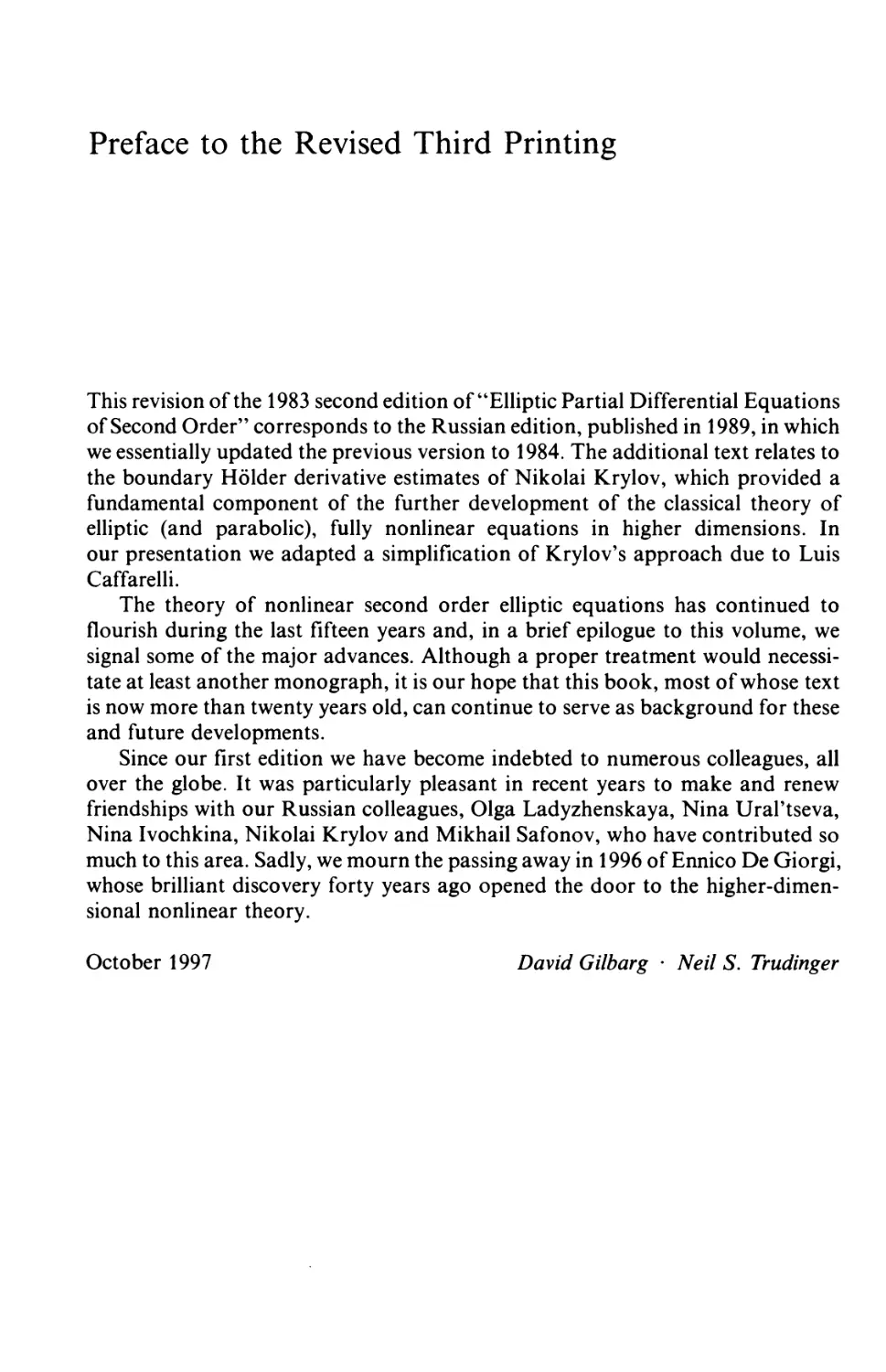 Preface to the Revised Third Printing