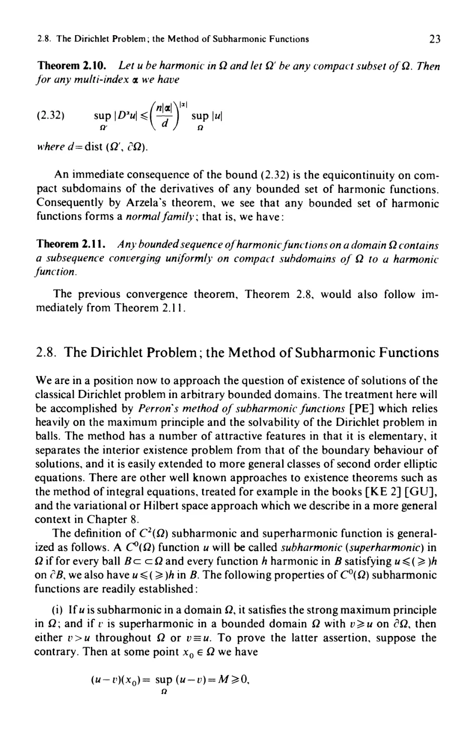 2.8.   The Dirichlet Problem; the Method of Subharmonic Functions