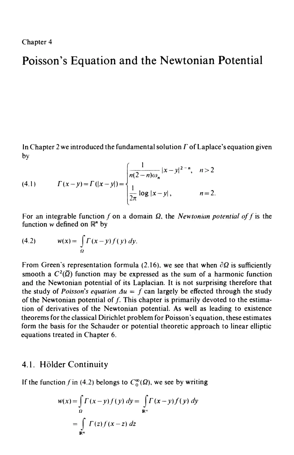 Chapter 4. Poisson's Equation and the Newtonian Potential