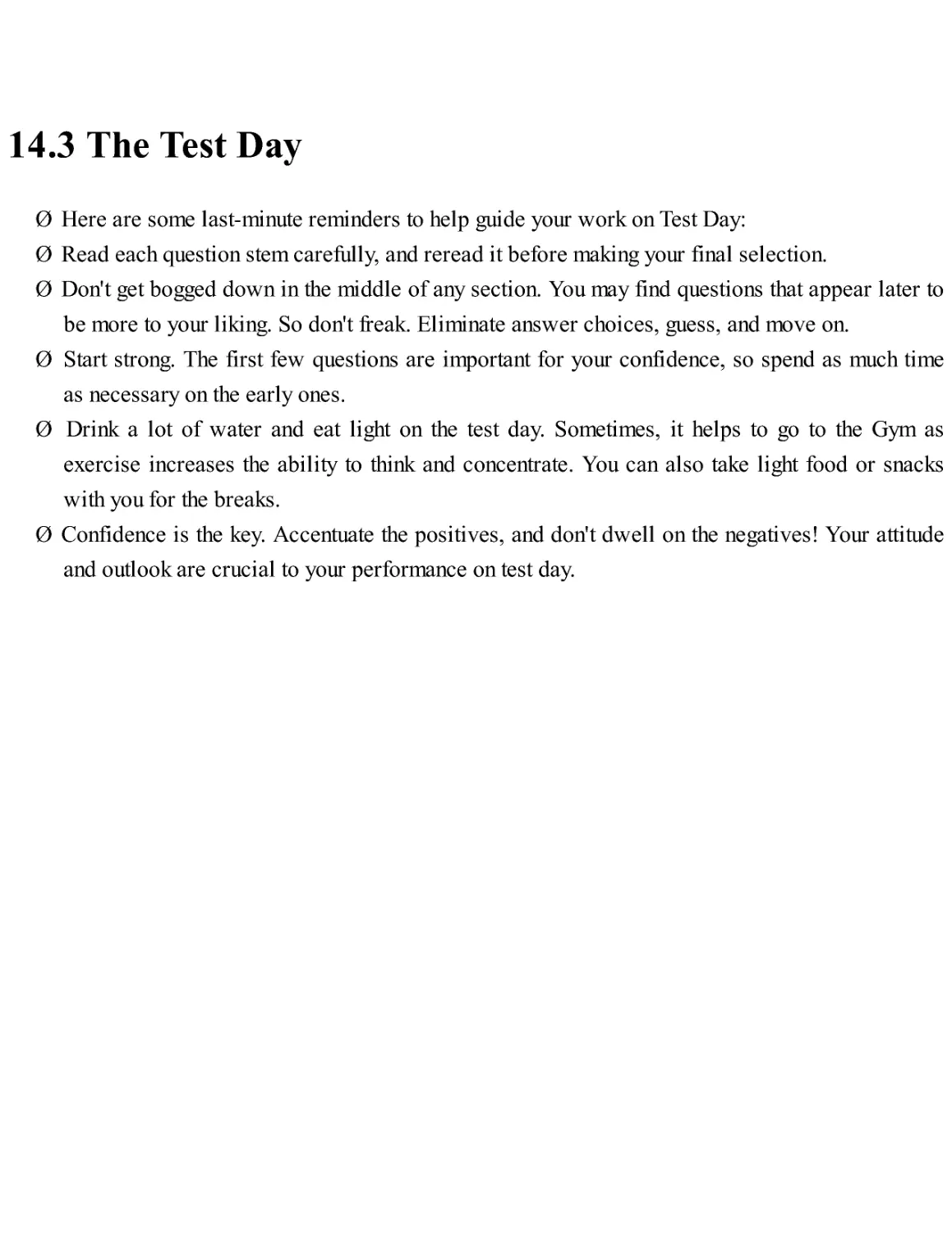 14.3 The Test Day