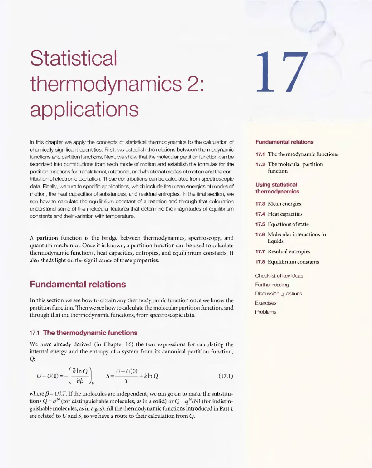 17 - Statistical thermodynamics 2 - Applications