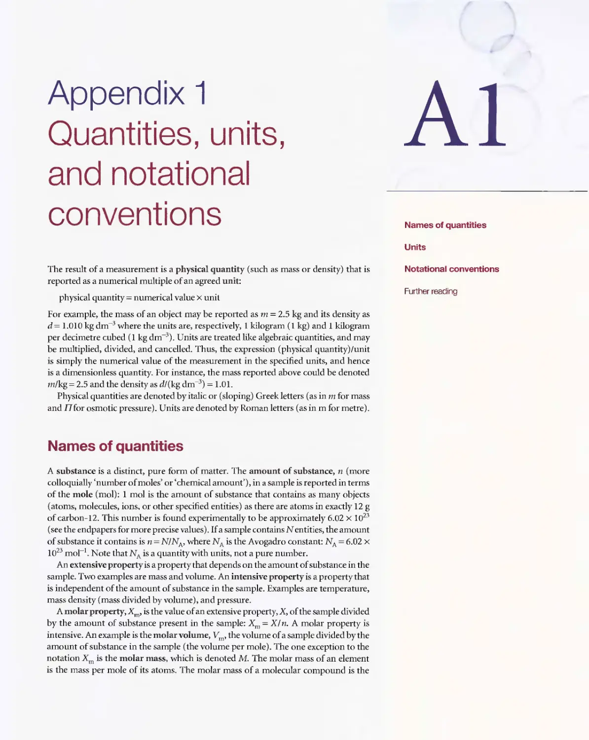 Appendix 1 - Quantities, units and notational conventions