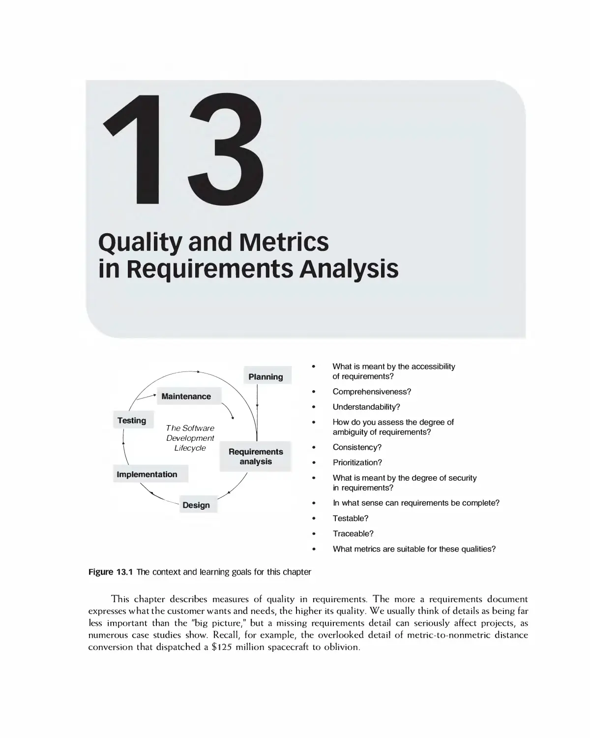 Chapter 13: Quality and Metrics in Requirements Analysis