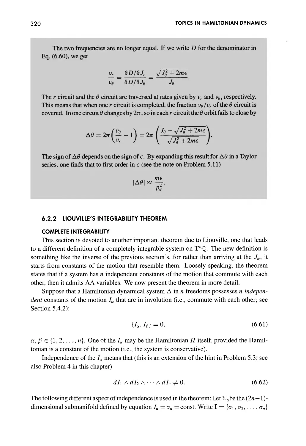 6.2.2 Liouville's Integrability Theorem