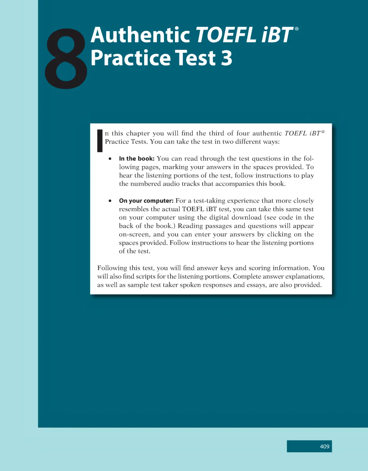 8 Authentic TOEFL iBT® Practice Test 3