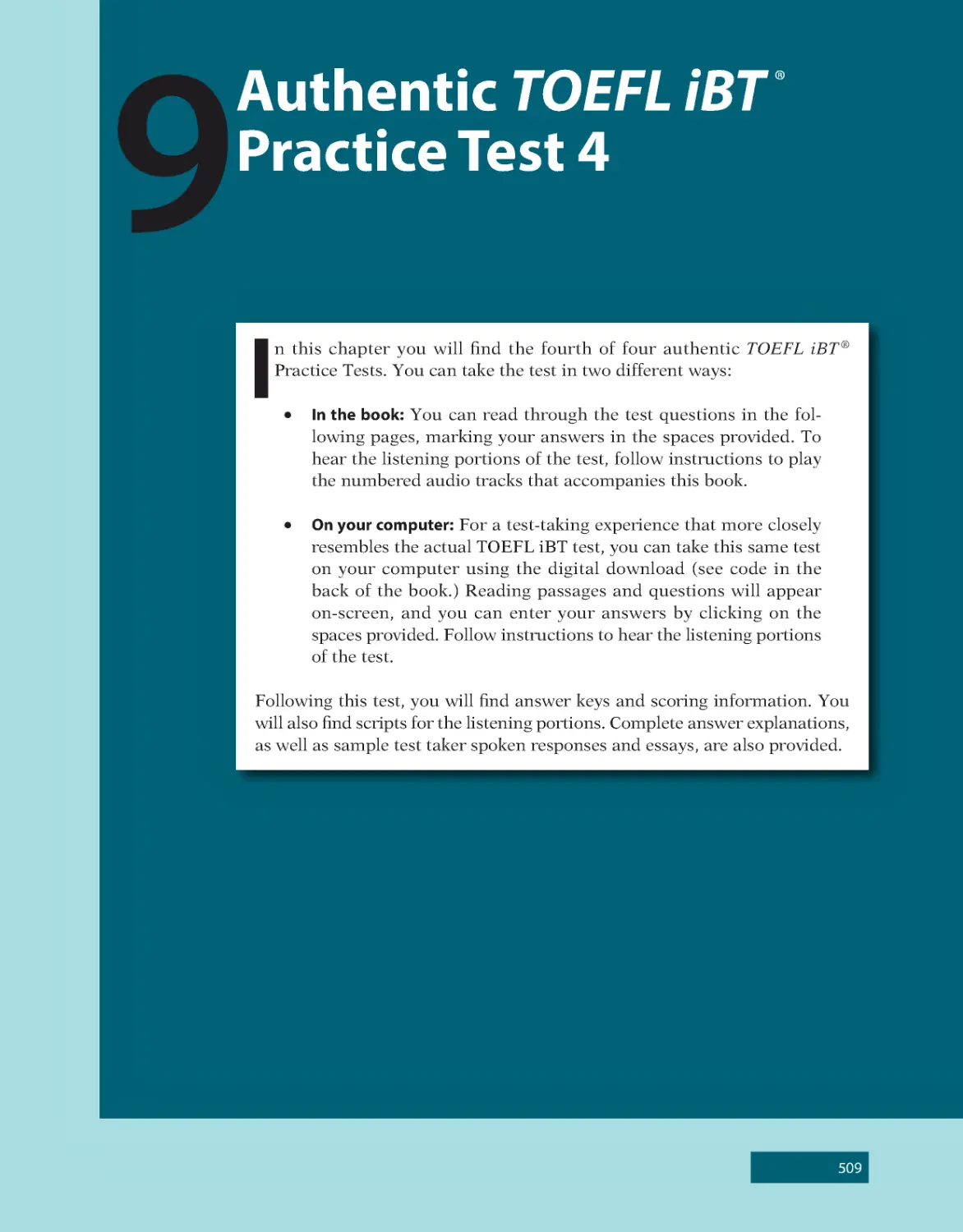 9 Authentic TOEFL iBT® Practice Test 4