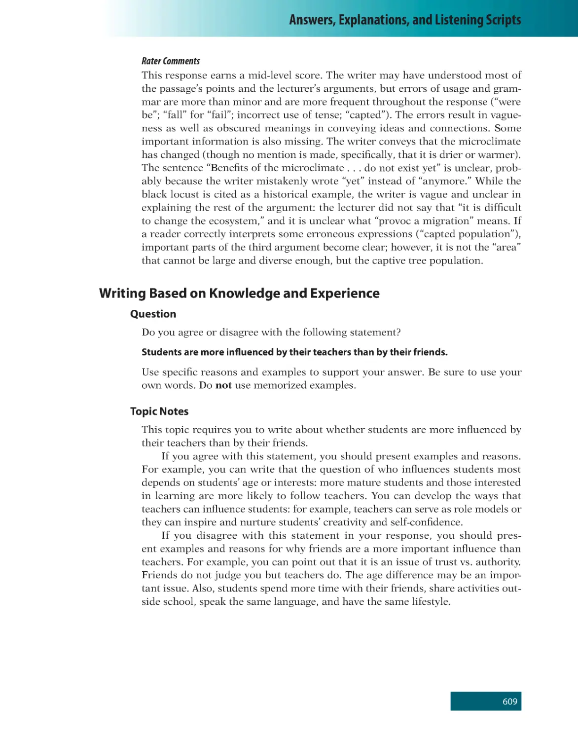 Writing Based on Knowledge and Experience
Topic Notes