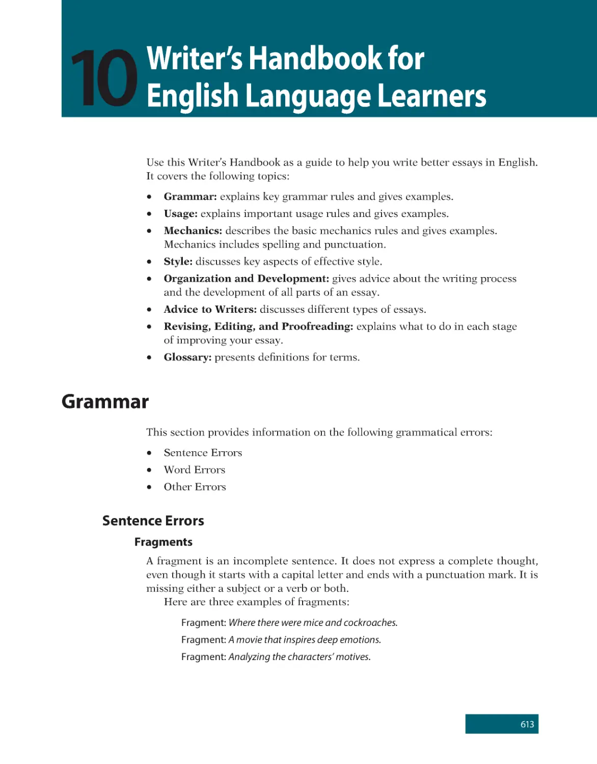 10 Writer’s Handbook for English Language Learners